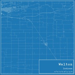 Blueprint US city map of Walton, Indiana.