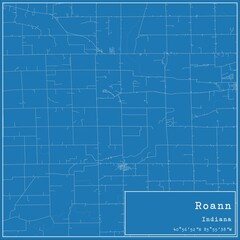 Blueprint US city map of Roann, Indiana.