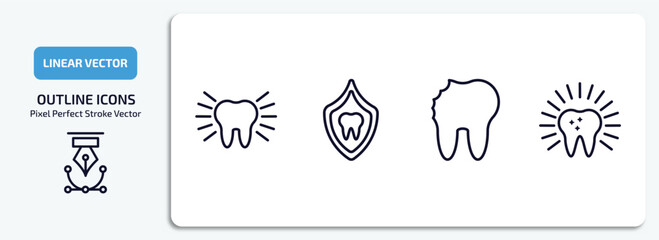 dentist outline icons set. dentist thin line icons pack included clean tooth, dental protection, cavity, dental vector.