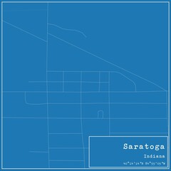 Blueprint US city map of Saratoga, Indiana.