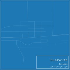 Blueprint US city map of Dunreith, Indiana.