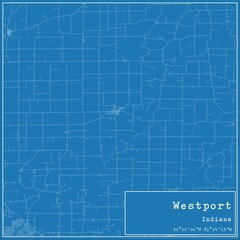 Blueprint US city map of Westport, Indiana.