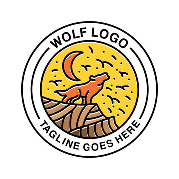 Wolf Animal Logo Vector Graphic Design illustration Vintage style Badge Emblem Symbol and Icon