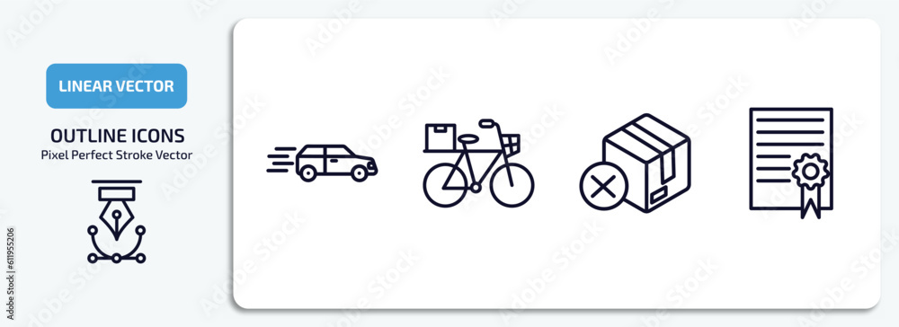 Poster delivery and logistic outline icons set. delivery and logistic thin line icons pack included deliver