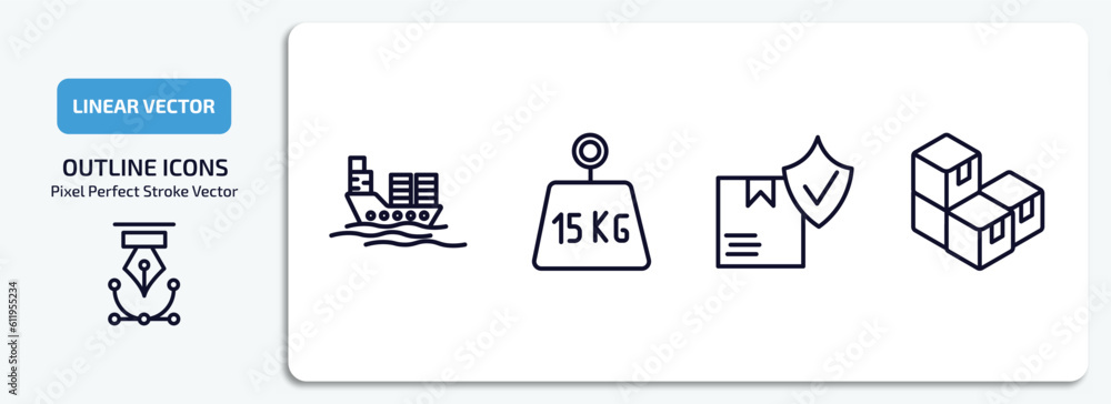 Poster delivery and logistic outline icons set. delivery and logistic thin line icons pack included logisti