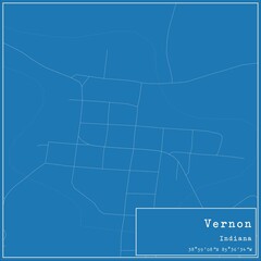 Blueprint US city map of Vernon, Indiana.