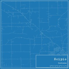 Blueprint US city map of Scipio, Indiana.