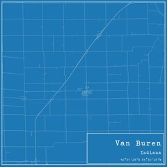 Blueprint US city map of Van Buren, Indiana.