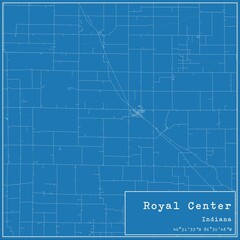 Blueprint US city map of Royal Center, Indiana.
