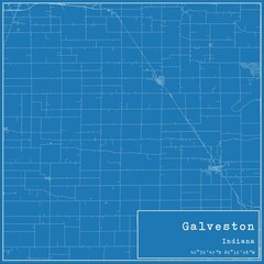 Blueprint US city map of Galveston, Indiana.