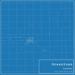 Blueprint US city map of Greentown, Indiana.