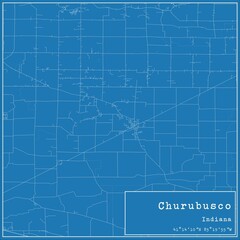 Blueprint US city map of Churubusco, Indiana.