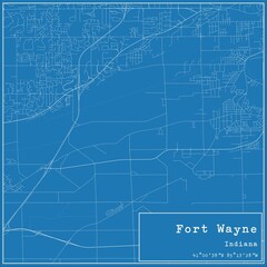 Blueprint US city map of Fort Wayne, Indiana.