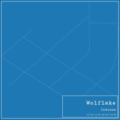 Blueprint US city map of Wolflake, Indiana.