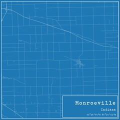 Blueprint US city map of Monroeville, Indiana.