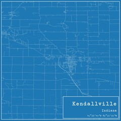 Blueprint US city map of Kendallville, Indiana.