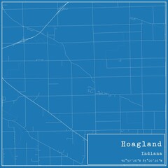 Blueprint US city map of Hoagland, Indiana.