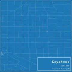 Blueprint US city map of Keystone, Indiana.