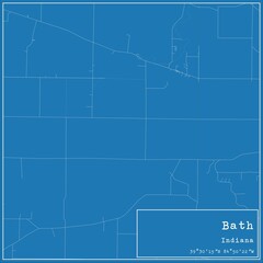 Blueprint US city map of Bath, Indiana.