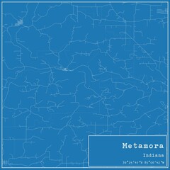 Blueprint US city map of Metamora, Indiana.