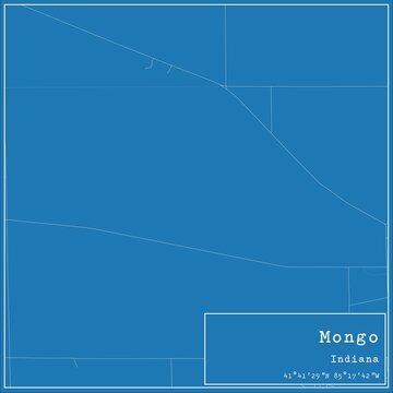 Blueprint US city map of Mongo, Indiana.