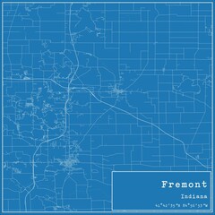 Blueprint US city map of Fremont, Indiana.