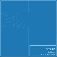 Blueprint US city map of Tyner, Indiana.