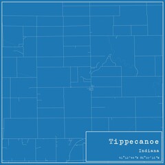 Blueprint US city map of Tippecanoe, Indiana.