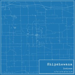Blueprint US city map of Shipshewana, Indiana.