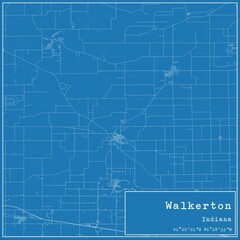 Blueprint US city map of Walkerton, Indiana.