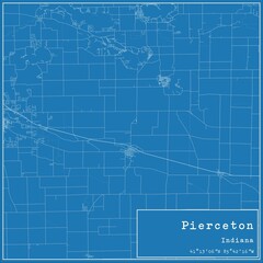 Blueprint US city map of Pierceton, Indiana.