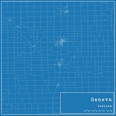 Blueprint US city map of Geneva, Indiana.