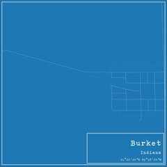 Blueprint US city map of Burket, Indiana.