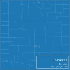 Blueprint US city map of Corunna, Indiana.
