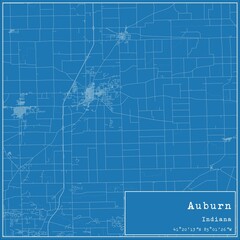 Blueprint US city map of Auburn, Indiana.