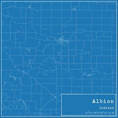 Blueprint US city map of Albion, Indiana.