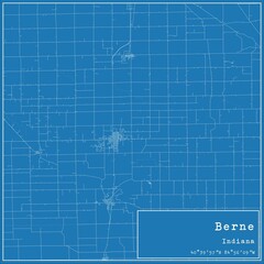 Blueprint US city map of Berne, Indiana.