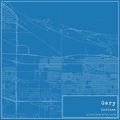 Obraz premium Blueprint US city map of Gary, Indiana.