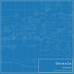 Blueprint US city map of Osceola, Indiana.