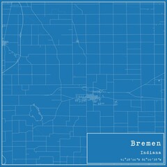 Blueprint US city map of Bremen, Indiana. - obrazy, fototapety, plakaty