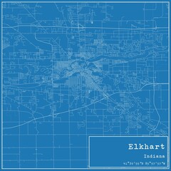 Fototapeta premium Blueprint US city map of Elkhart, Indiana.