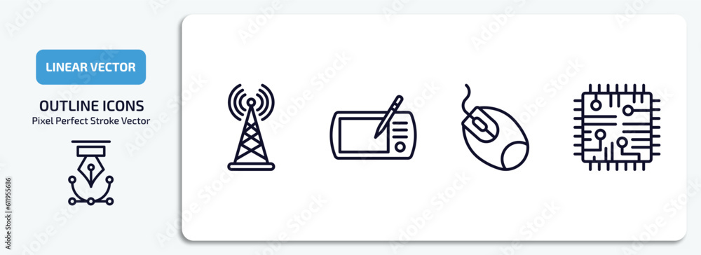Aufkleber computer outline icons set. computer thin line icons pack included wireless connectivity, tablet too