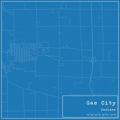 Blueprint US city map of Gas City, Indiana.