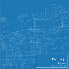 Blueprint US city map of Portage, Indiana.