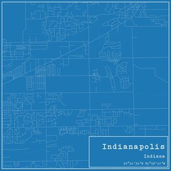 Blueprint US city map of Indianapolis, Indiana.