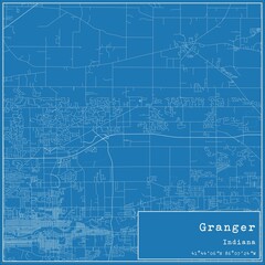 Blueprint US city map of Granger, Indiana.