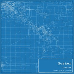 Obraz premium Blueprint US city map of Goshen, Indiana.