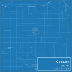 Blueprint US city map of Ossian, Indiana.