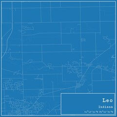 Blueprint US city map of Leo, Indiana.
