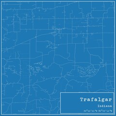 Blueprint US city map of Trafalgar, Indiana.